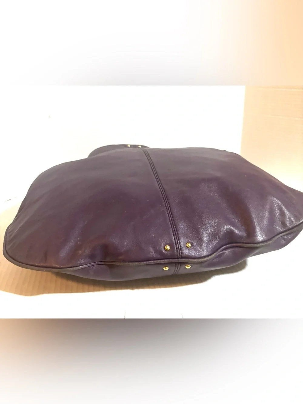 Plum Leather Hobo Shoulder Bag - Elegant Everyday Carry